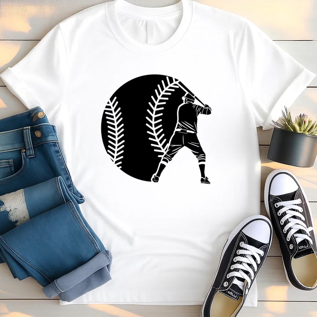 Baseball Player And Ball Design Cut Out T Shirt