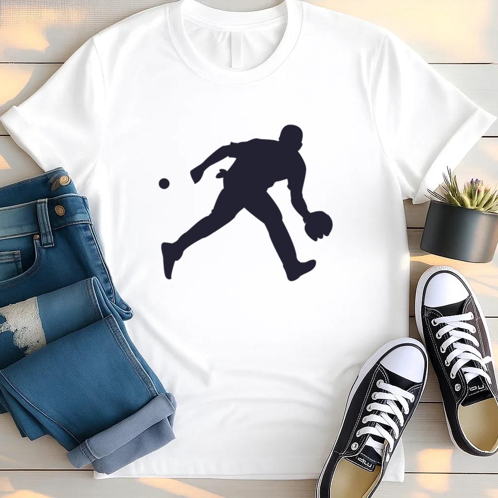 Baseball Player Catching Ball Silhouette T Shirt