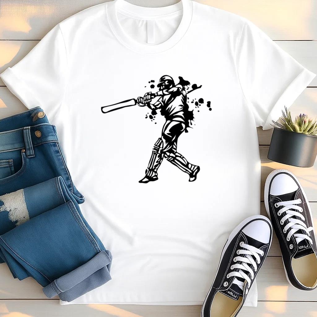 Baseball Player In Action Cut Out T Shirt