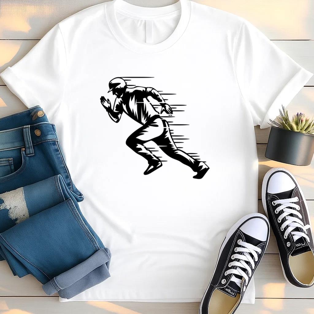 Baseball Player Running High Contrast T Shirt