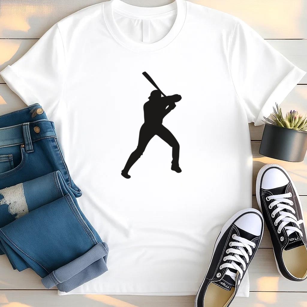 Baseball Player Silhouette Batting T Shirt