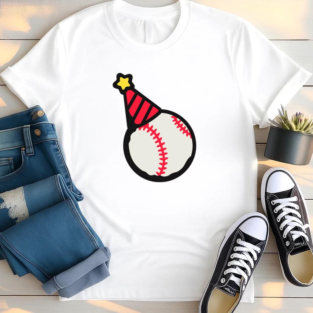 Baseball With A Birthday Hat On It T Shirt