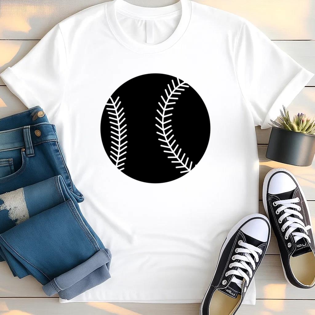 Black Baseball Ball Cut Out T Shirt