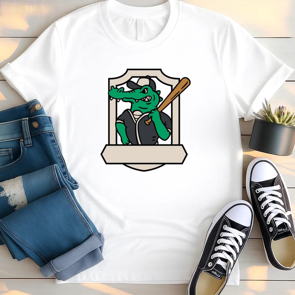 Cartoon Crocodile Holding A Baseball Bat T Shirt