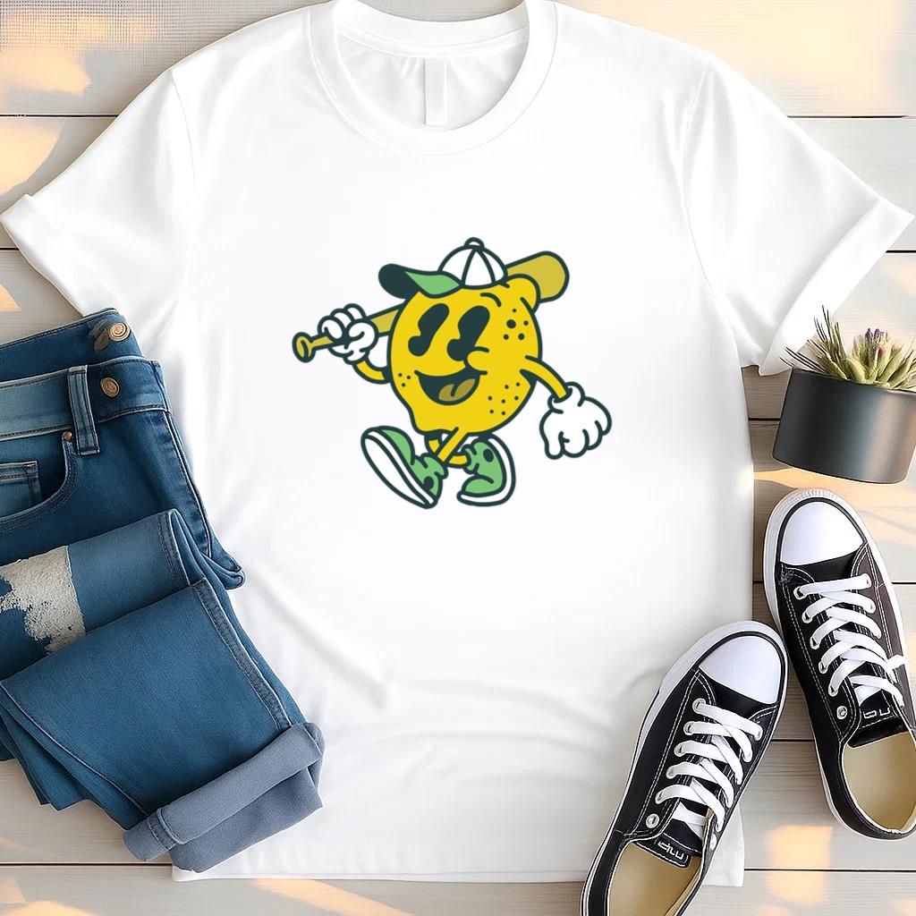 Cartoon Lemon Holding A Baseball Bat T Shirt