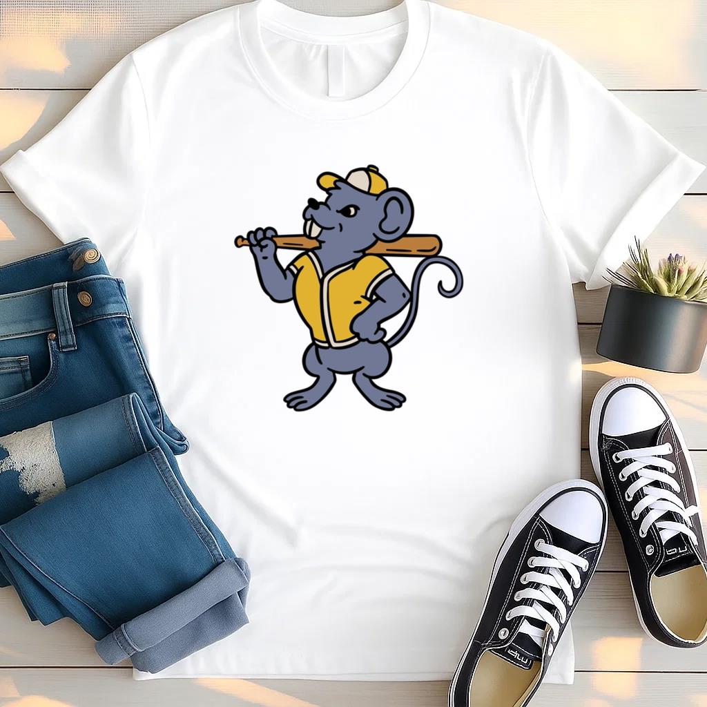 Cartoon Mouse Holding A Baseball Bat T Shirt