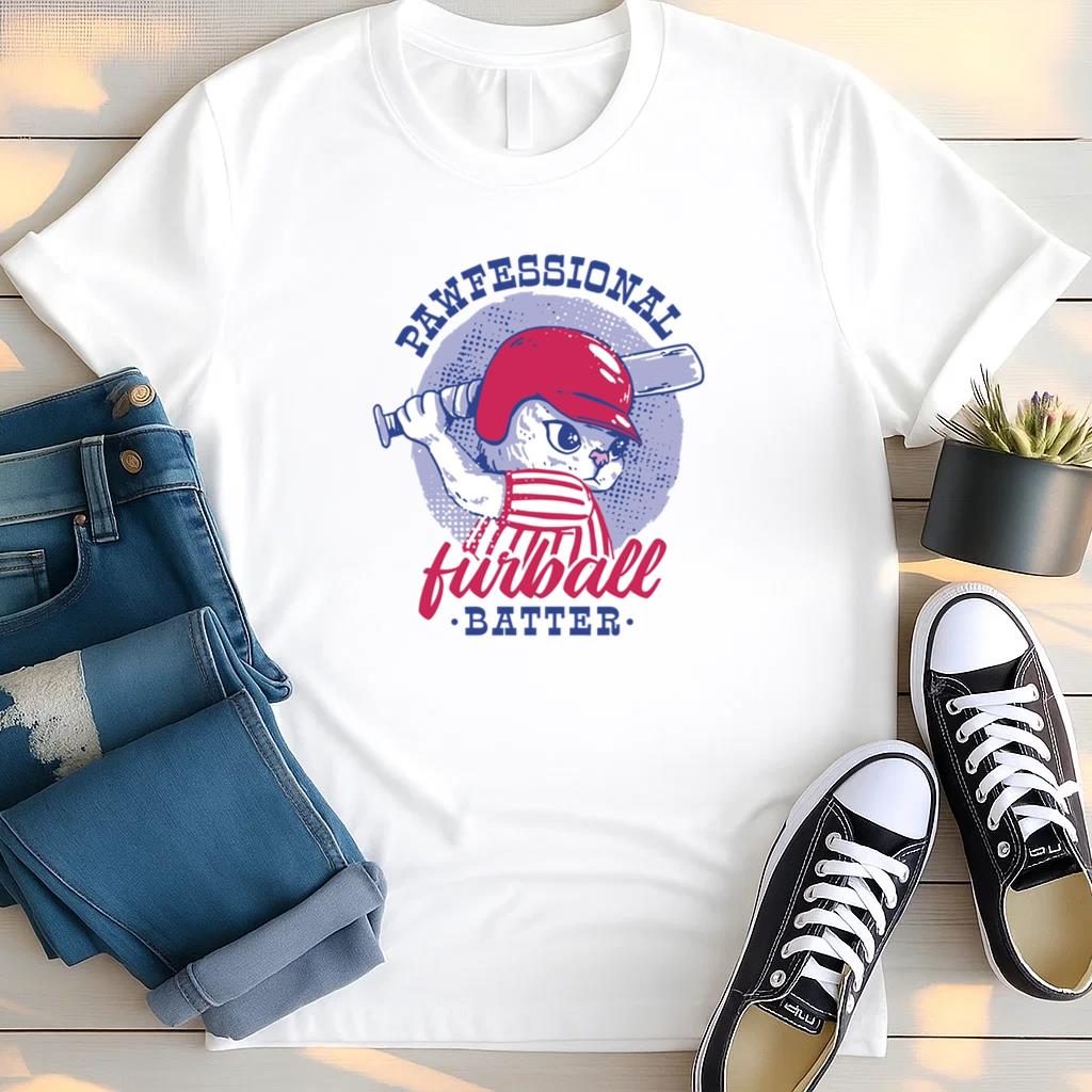 Cat Baseball Quote Badge T Shirt