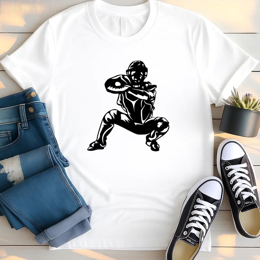 Catcher Baseball Player High Contrast T Shirt