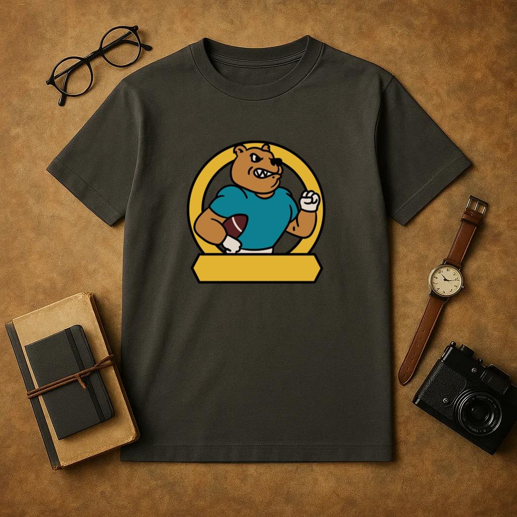 Teddy Bear Holding A Football In A Circle T-Shirt